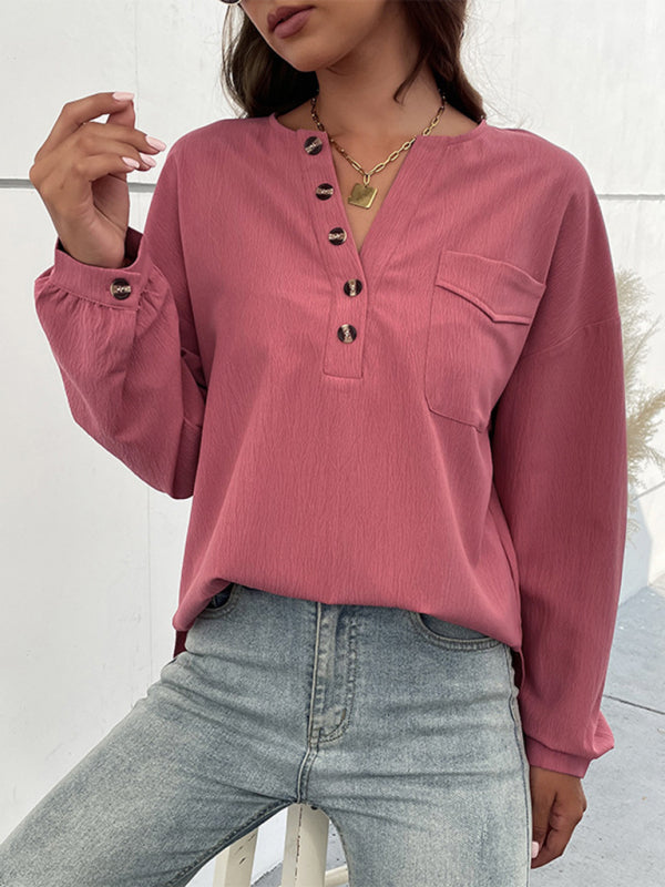 Merritt New Ladies Casual Long Sleeve Solid Color Shirt