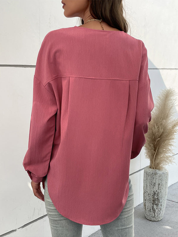 Merritt New Ladies Casual Long Sleeve Solid Color Shirt