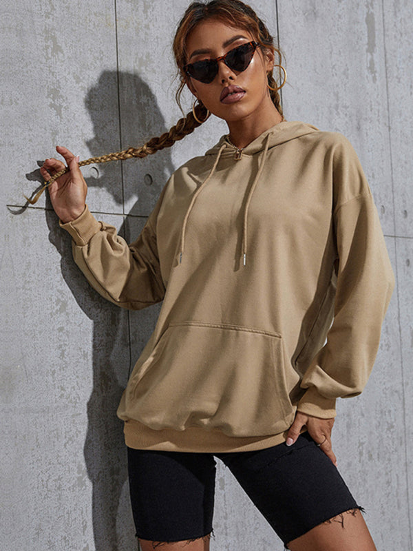 Hallie New Solid Color Casual Bottoming Hooded Sweater With Pockets