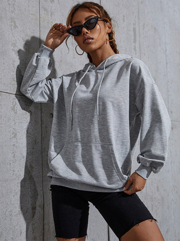 Hallie New Solid Color Casual Bottoming Hooded Sweater With Pockets