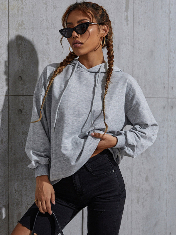 Hallie New Solid Color Casual Bottoming Hooded Sweater With Pockets