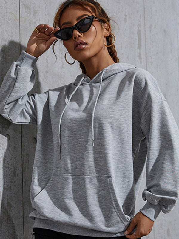 Hallie New Solid Color Casual Bottoming Hooded Sweater With Pockets