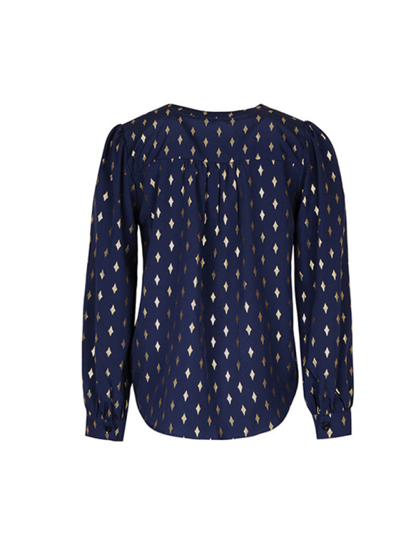 Rosalina Women's New Long Sleeve Bronzing Blouse