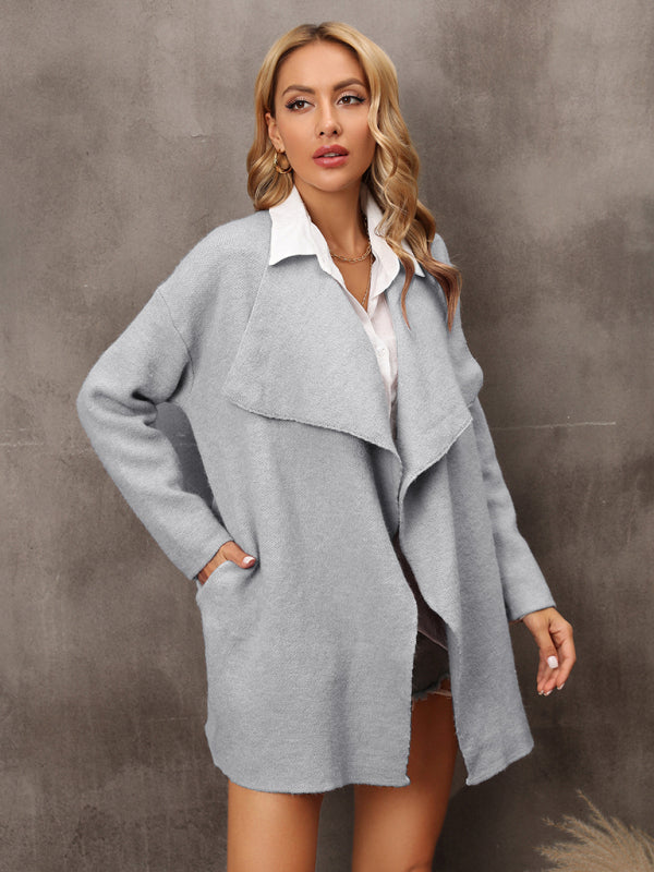Rachelle New Women's Long Section Personality Fashion Temperament OL Tongle Knitted Coat