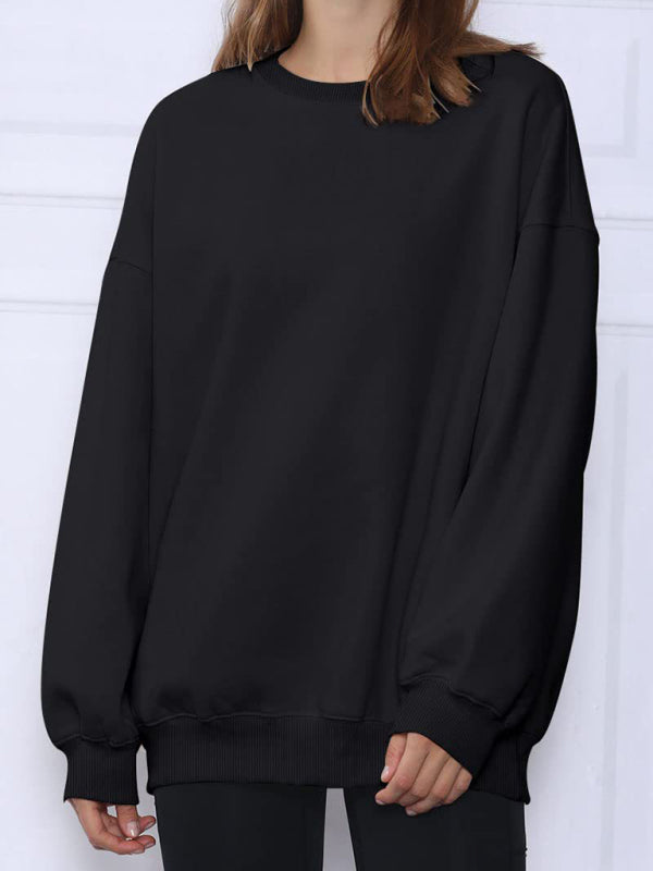 Quinn Round Neck Pullover Loose Casual Fleece Sweatshirt