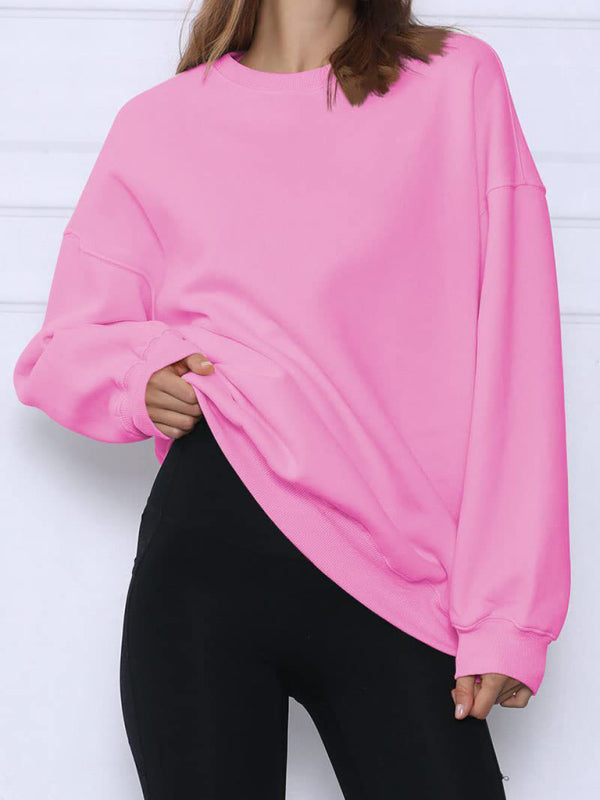 Quinn Round Neck Pullover Loose Casual Fleece Sweatshirt