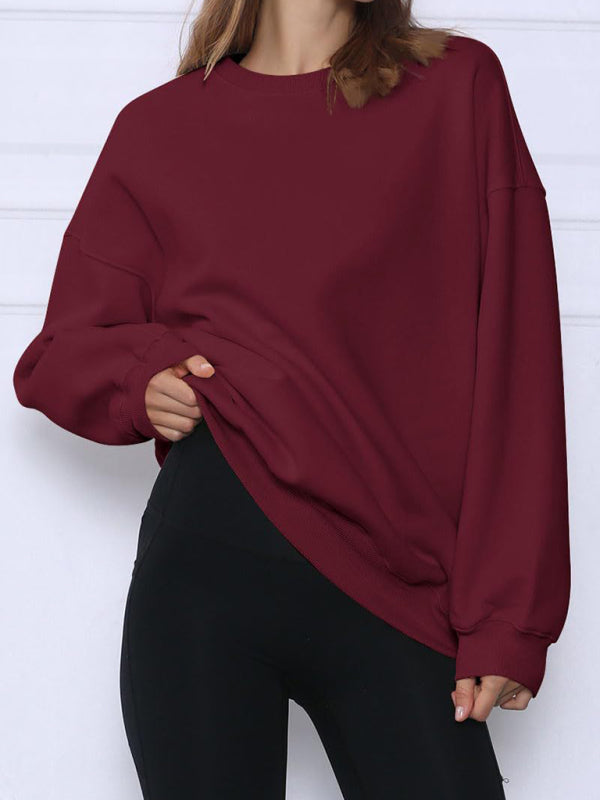 Quinn Round Neck Pullover Loose Casual Fleece Sweatshirt