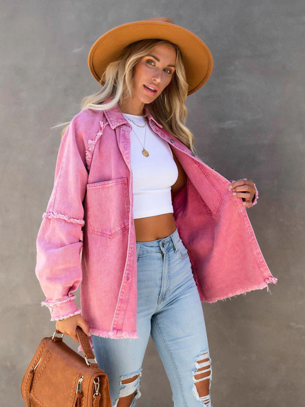 Camilla Casual Fringed Ripped Loose Denim Jacket