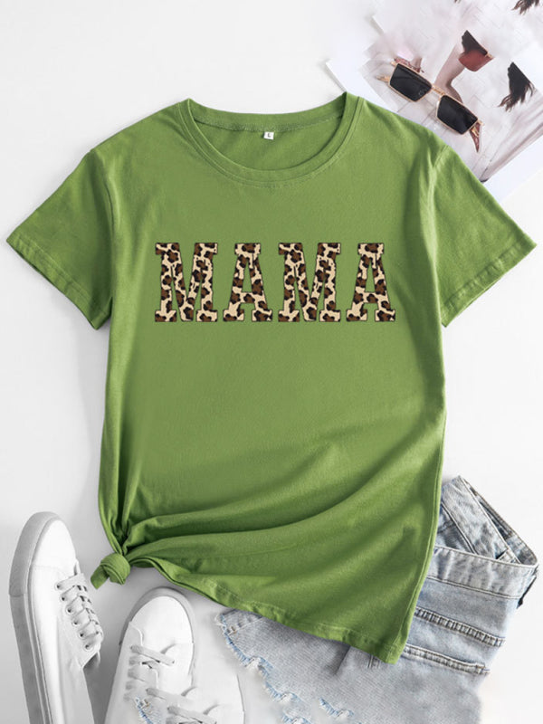 Barbara Women's MAMA Printed Round Neck Short Sleeve T-Shirt