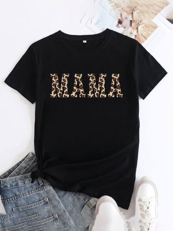 Barbara Women's MAMA Printed Round Neck Short Sleeve T-Shirt
