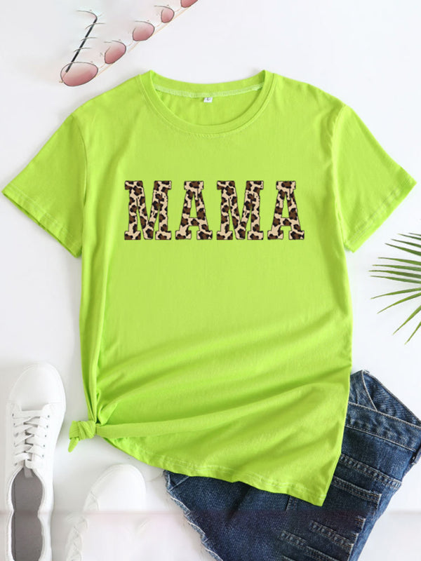 Barbara Women's MAMA Printed Round Neck Short Sleeve T-Shirt