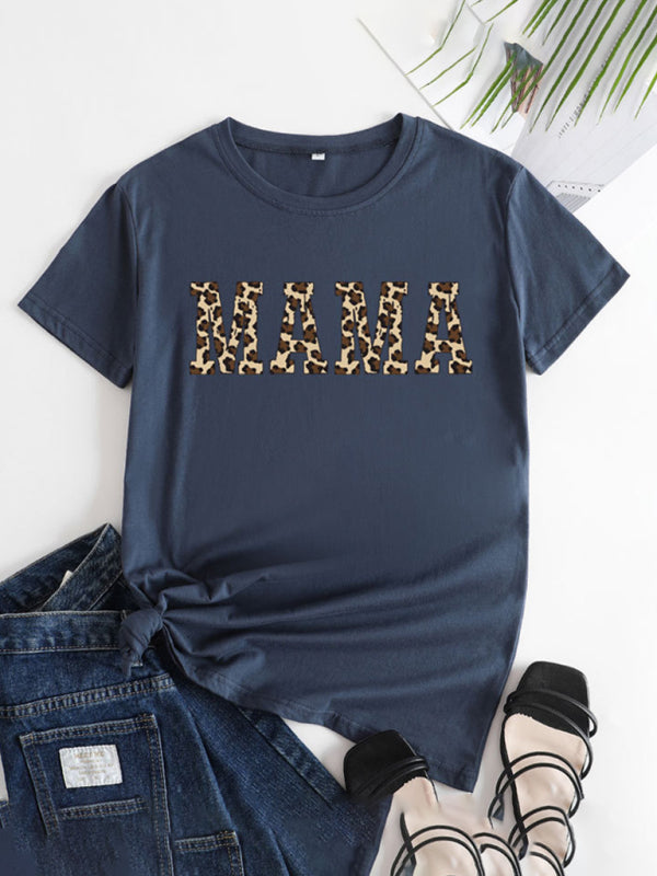 Barbara Women's MAMA Printed Round Neck Short Sleeve T-Shirt