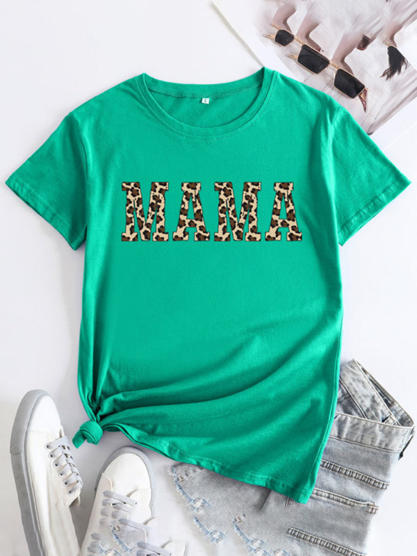 Barbara Women's MAMA Printed Round Neck Short Sleeve T-Shirt