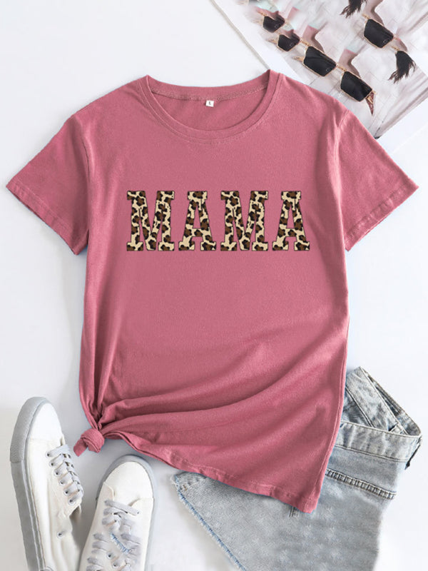 Barbara Women's MAMA Printed Round Neck Short Sleeve T-Shirt