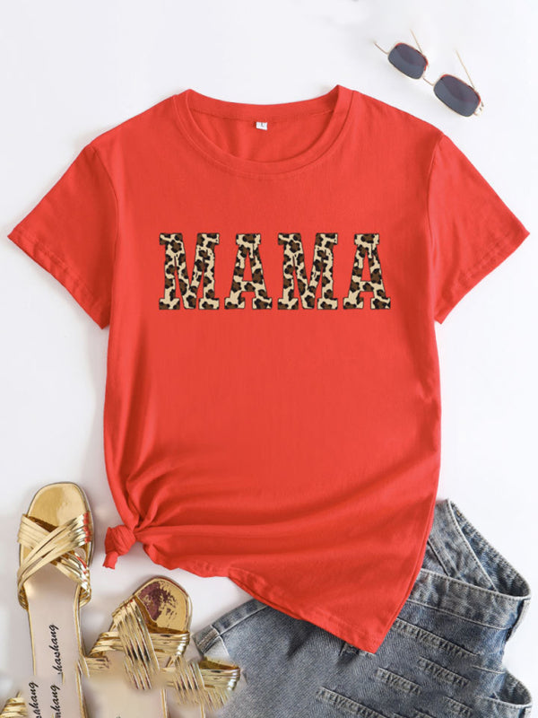 Barbara Women's MAMA Printed Round Neck Short Sleeve T-Shirt