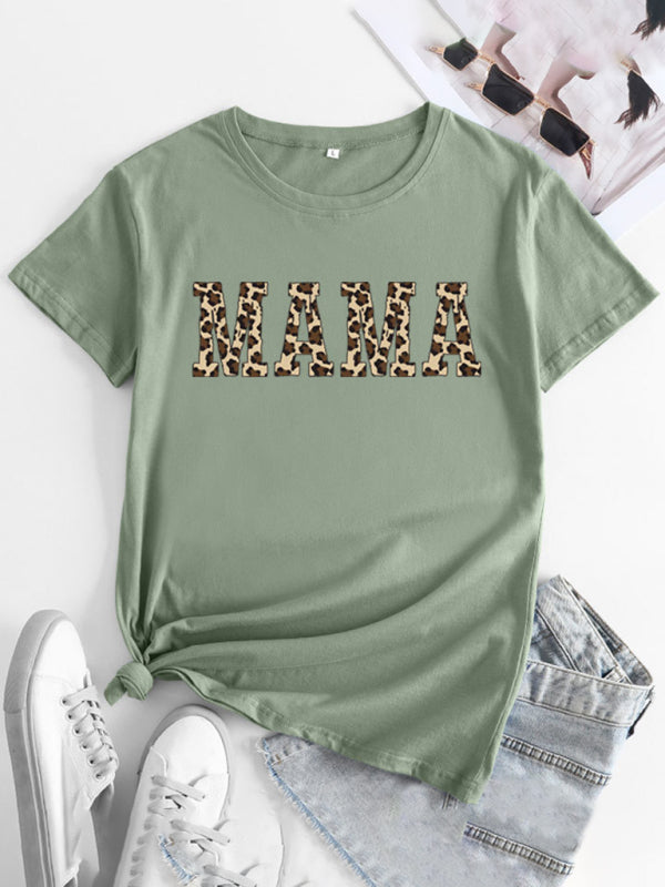 Barbara Women's MAMA Printed Round Neck Short Sleeve T-Shirt