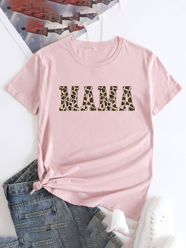 Barbara Women's MAMA Printed Round Neck Short Sleeve T-Shirt