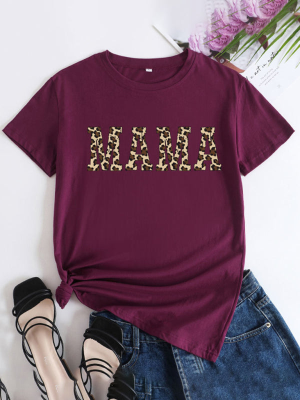 Barbara Women's MAMA Printed Round Neck Short Sleeve T-Shirt