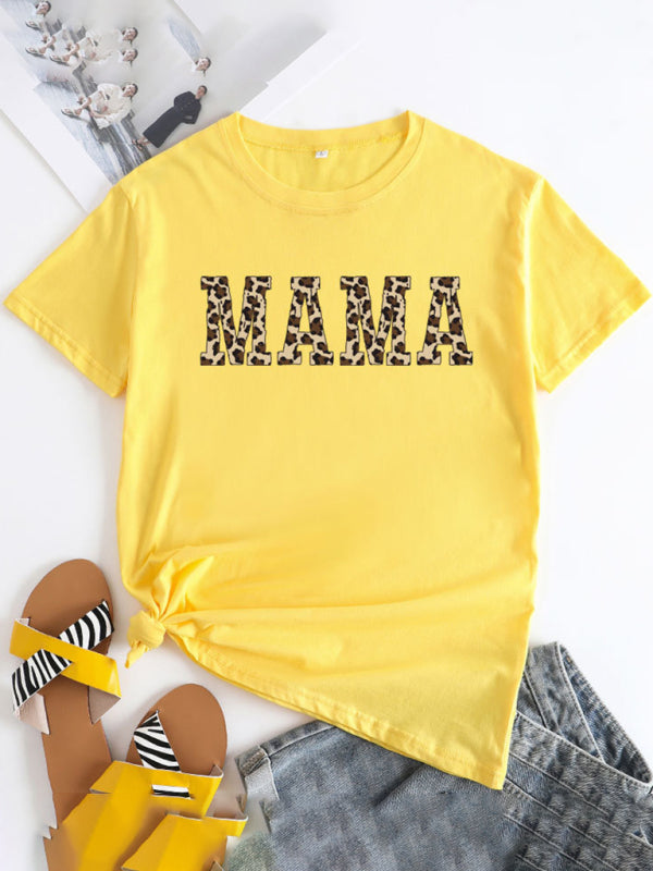 Barbara Women's MAMA Printed Round Neck Short Sleeve T-Shirt