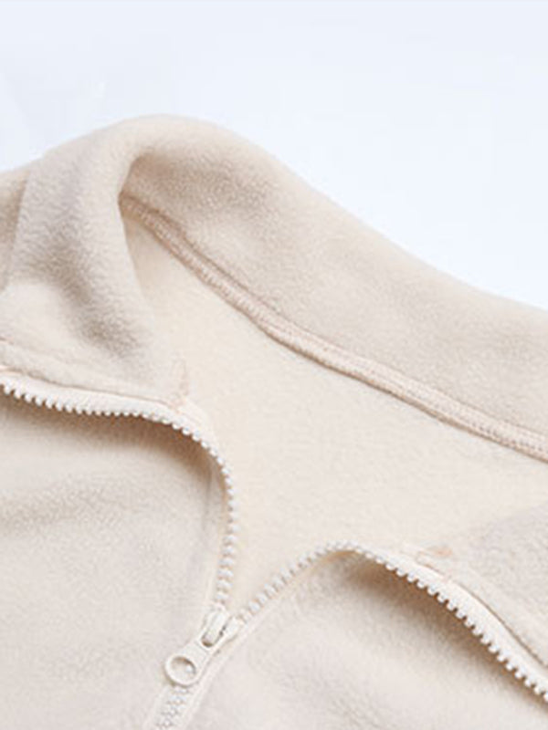 Precious Women's Short Solid Color Polar Fleece Jacket