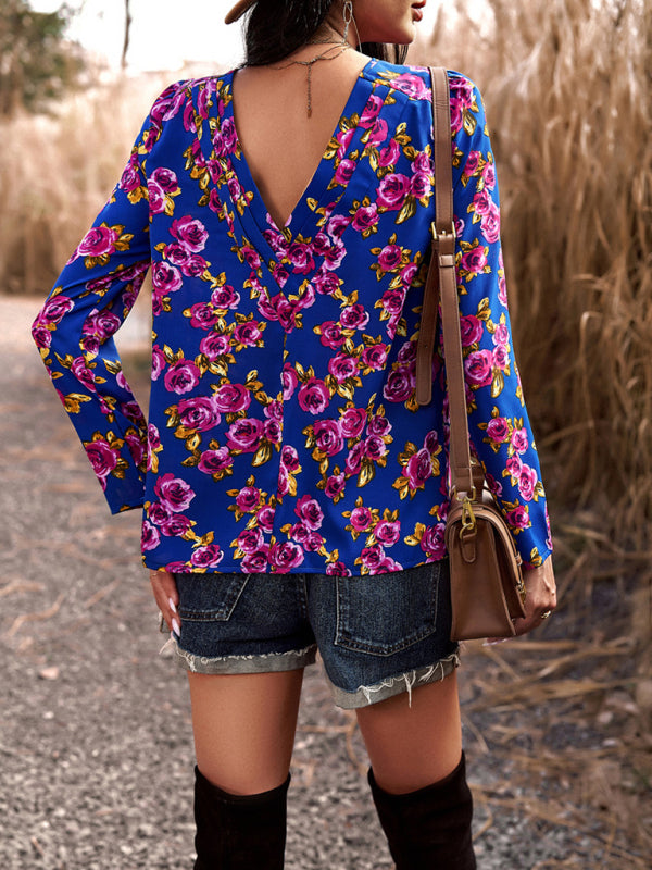 Deirdre Women's Casual Floral Print Blouse Top