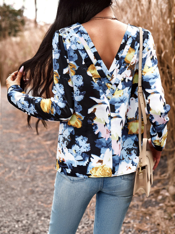 Deirdre Women's Casual Floral Print Blouse Top