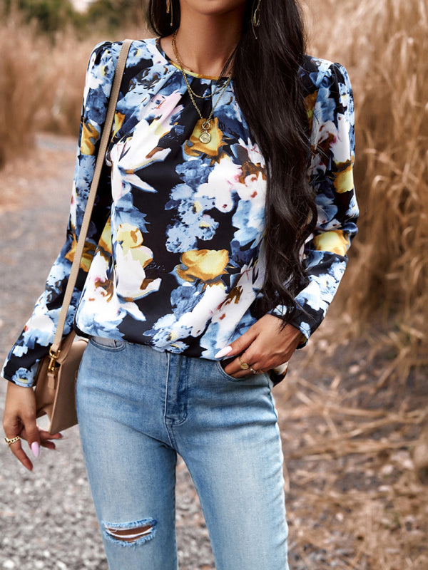 Deirdre Women's Casual Floral Print Blouse Top