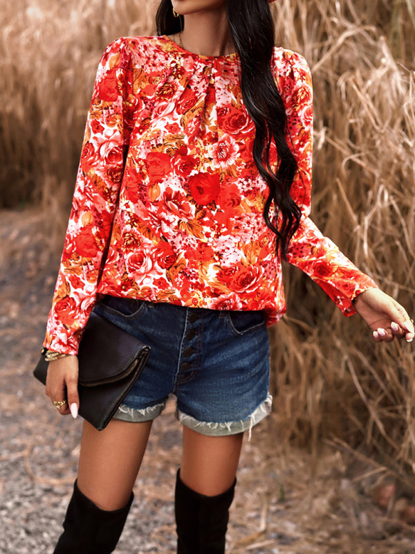 Deirdre Women's Casual Floral Print Blouse Top