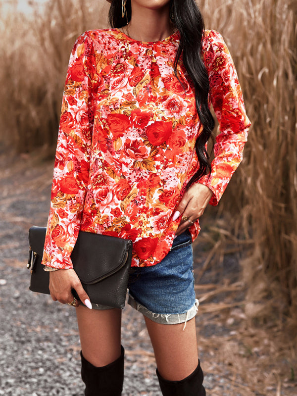 Deirdre Women's Casual Floral Print Blouse Top