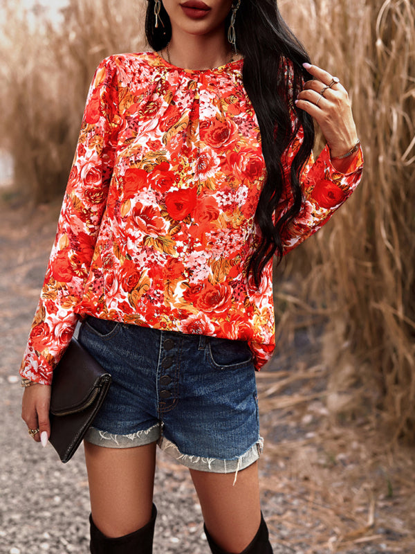 Deirdre Women's Casual Floral Print Blouse Top