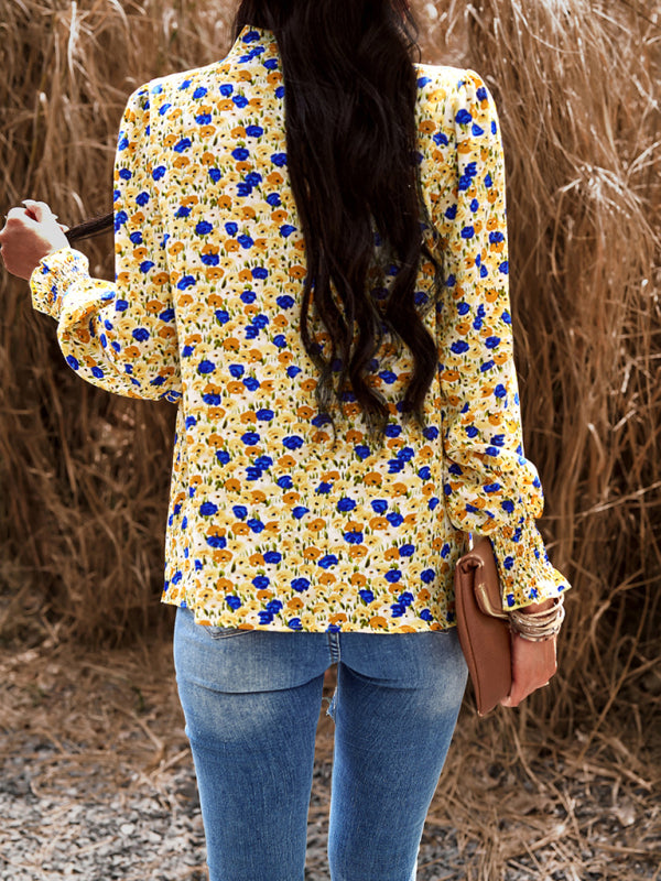 Aibhlin Temperament Commuting Lantern Sleeve Printed Long-Sleeved Top