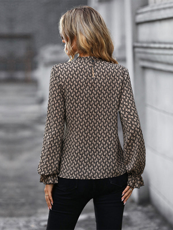 Adalyn Women's Autumn And Winter Long Sleeve Slim Leopard Print Shirt