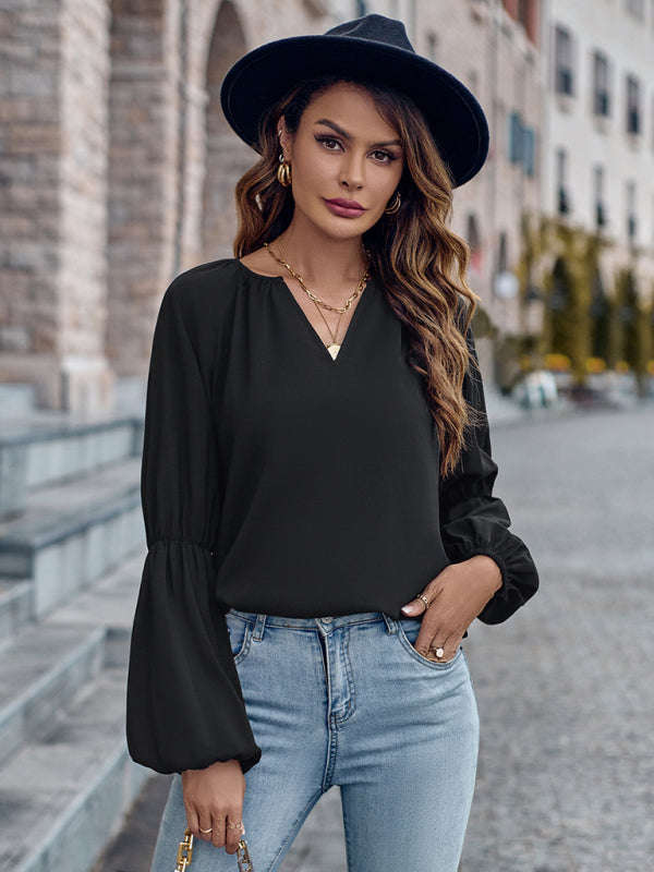 Amabel V-Neck Loose Casual Autumn And Winter Women's Tops