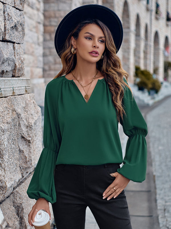 Amabel V-Neck Loose Casual Autumn And Winter Women's Tops