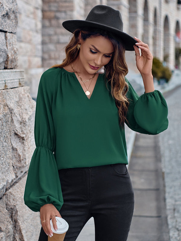 Amabel V-Neck Loose Casual Autumn And Winter Women's Tops