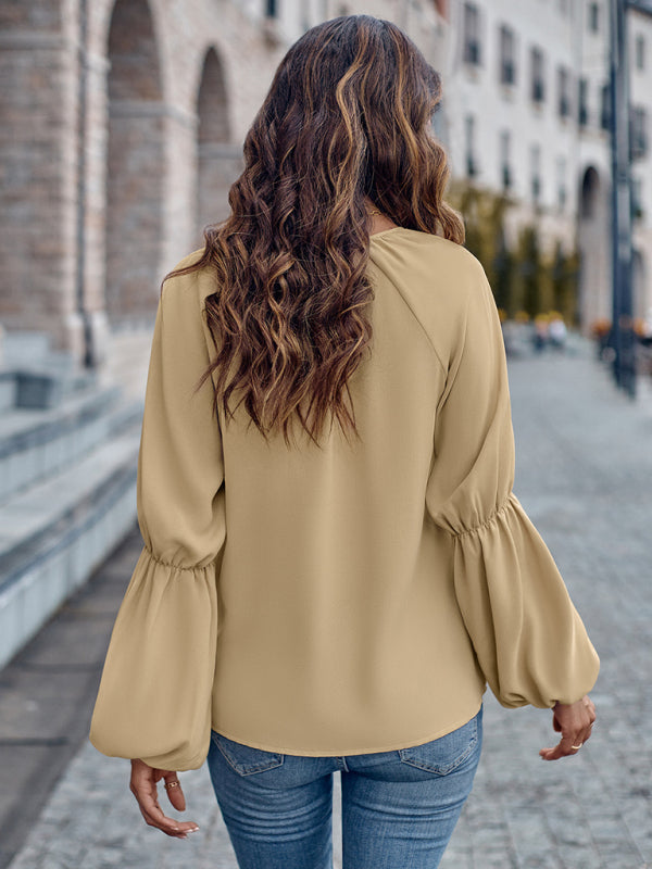 Amabel V-Neck Loose Casual Autumn And Winter Women's Tops