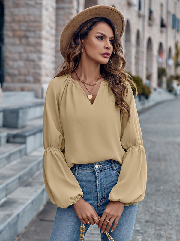 Amabel V-Neck Loose Casual Autumn And Winter Women's Tops