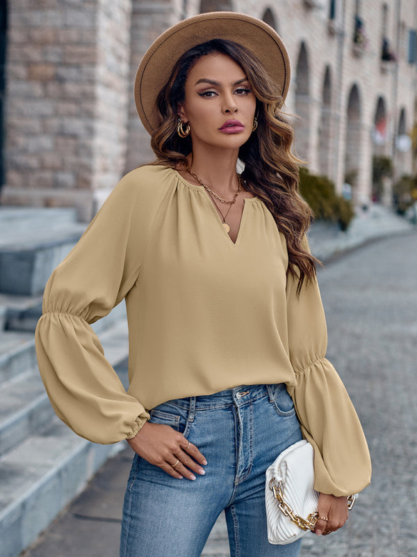 Amabel V-Neck Loose Casual Autumn And Winter Women's Tops