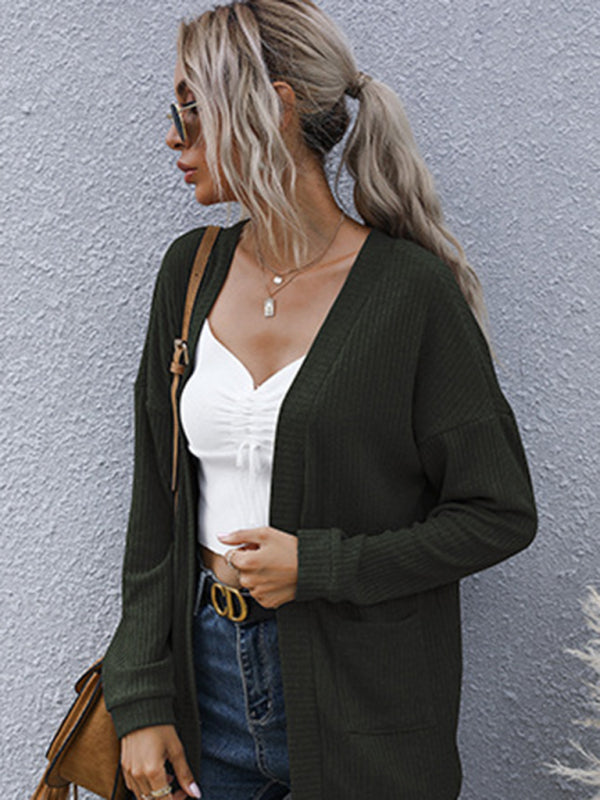 Macy New Casual Women's Basic Long-Sleeved Solid Color Long Sweater Cardigan