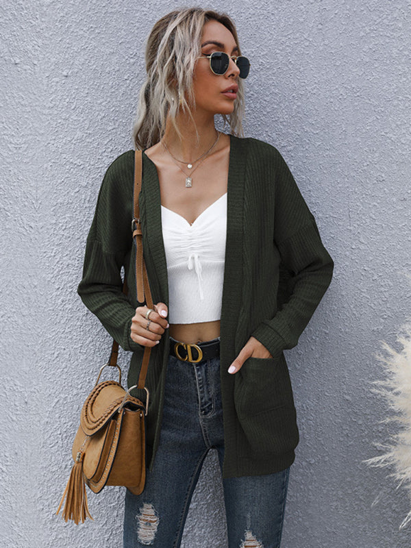 Macy New Casual Women's Basic Long-Sleeved Solid Color Long Sweater Cardigan