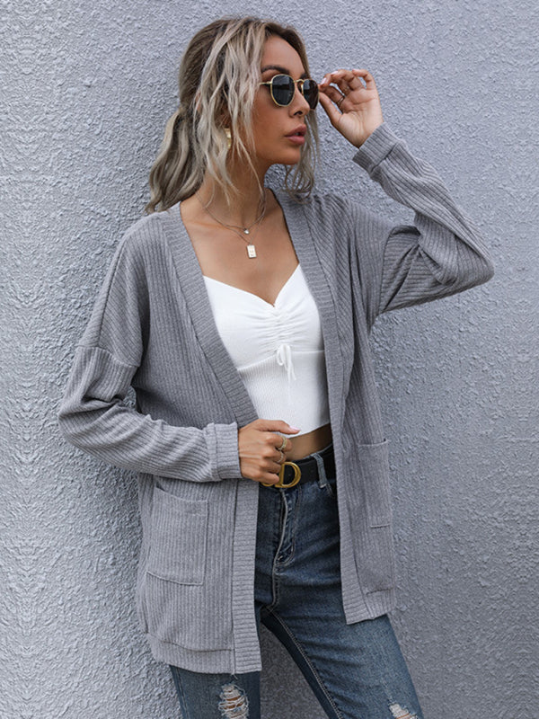 Macy New Casual Women's Basic Long-Sleeved Solid Color Long Sweater Cardigan
