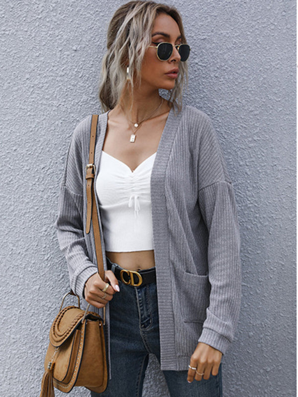 Macy New Casual Women's Basic Long-Sleeved Solid Color Long Sweater Cardigan