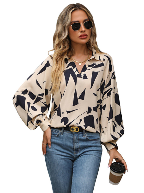 Asteria Women's Autumn Winter Long Sleeve Printed Shirt