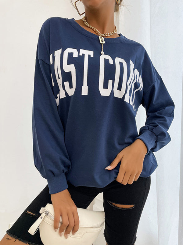 Janine Casual Letter Print Loose Hoodie Top