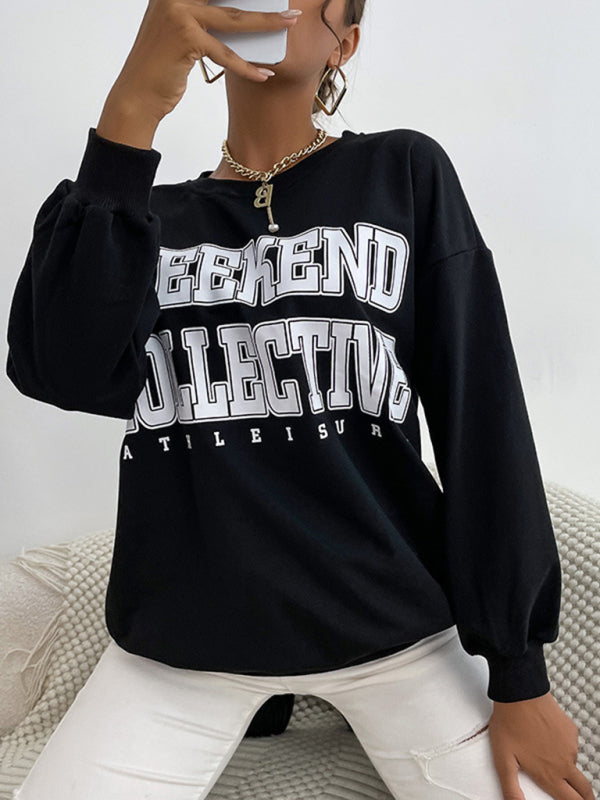 Betsy Women Casual Letter Print Hoodie Sweatshirt