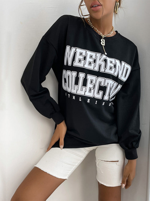 Betsy Women Casual Letter Print Hoodie Sweatshirt