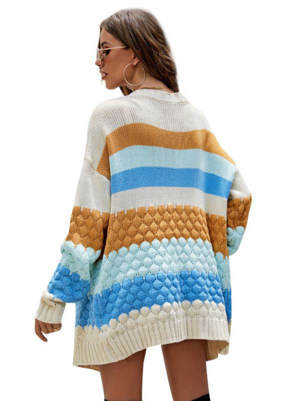 Hillary New Loose Mid-Length Top Autumn And Winter Outside Knitted Cardigan