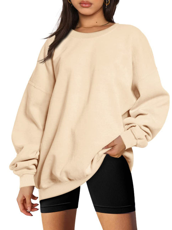 Hailee Round Neck Pullover Loose Casual Velvet Sweatshirt