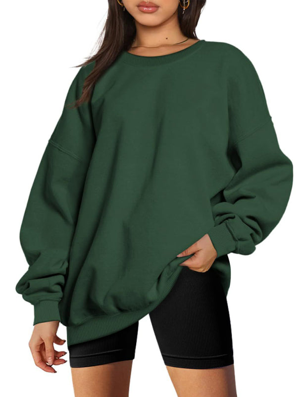 Hailee Round Neck Pullover Loose Casual Velvet Sweatshirt