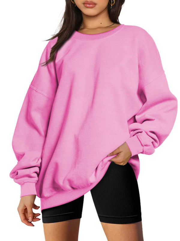 Hailee Round Neck Pullover Loose Casual Velvet Sweatshirt